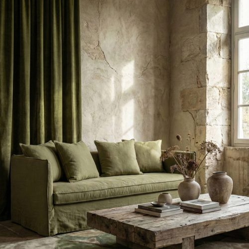 Canapé Noé 2 olive délavé