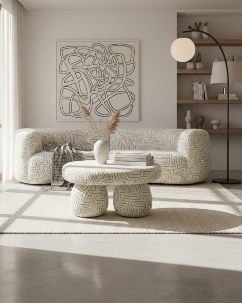 ONIRIQ : le canapé bouclette qui fait entrer le salon dans le design de collection 1 Canapé ONIRIQ en bouclette Galery 2 dans salon contemporain l Berengere Leroy