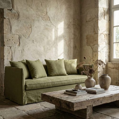 Canapé Noé 2 olive délavé