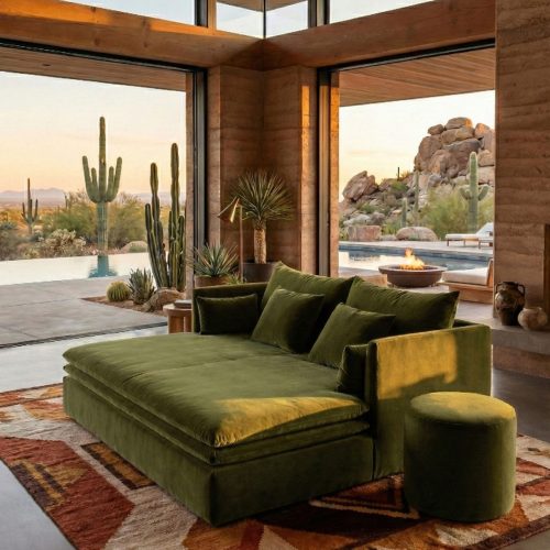 Canapé daybed Mille Et Une Nuit Tsar Olive / Fabriqué en France