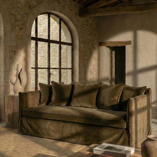 Canapé Noé 3 en velours Hope Sandstone