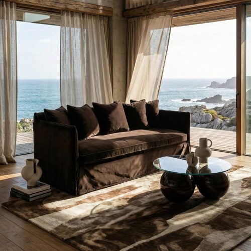 Canapé Noé 3 en velours Dark Chocolate