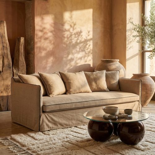 Canapé Noé 3 en lin lavé Sable