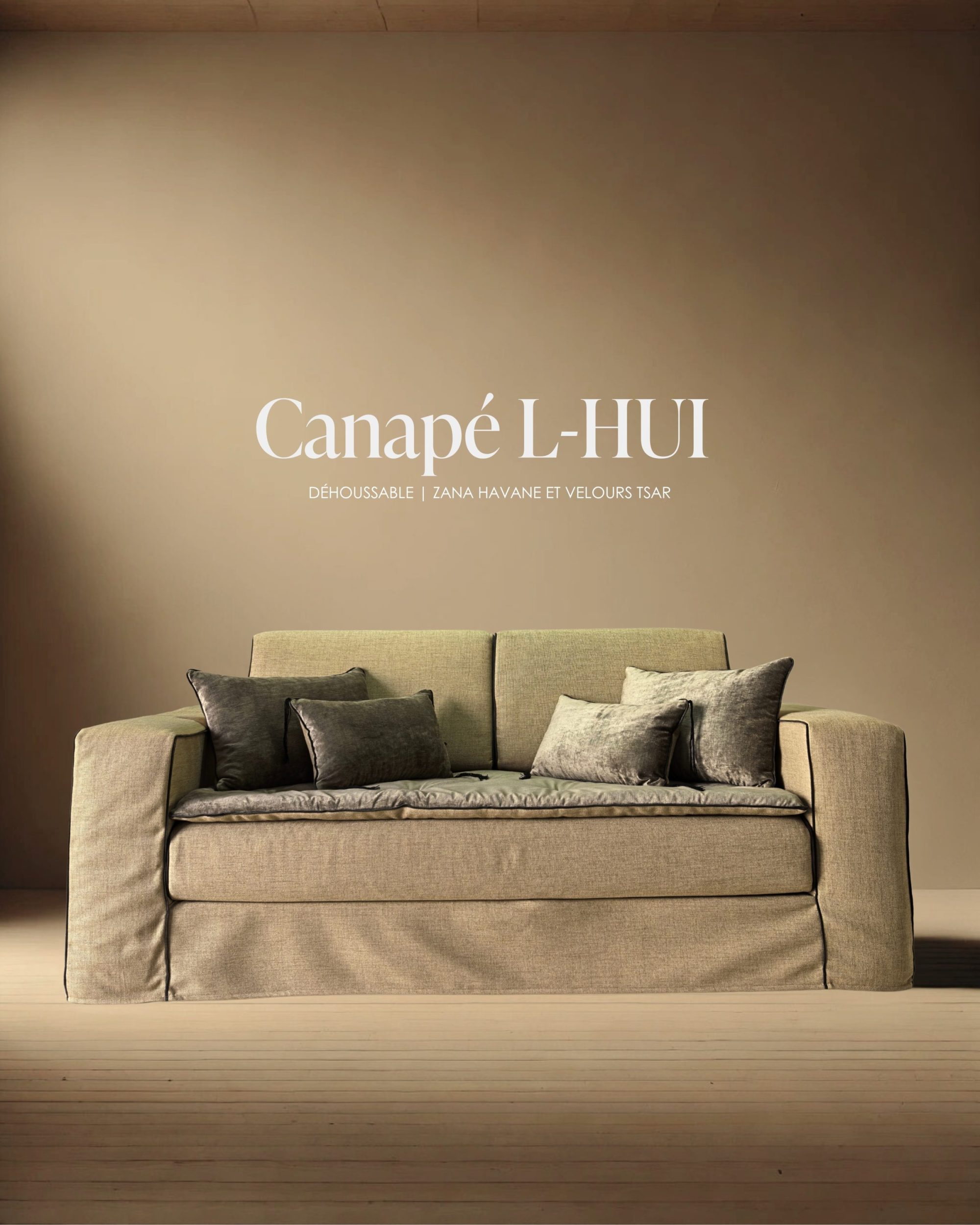 Canapé L-HUI 200 cm / Variation Couture d’Atelier