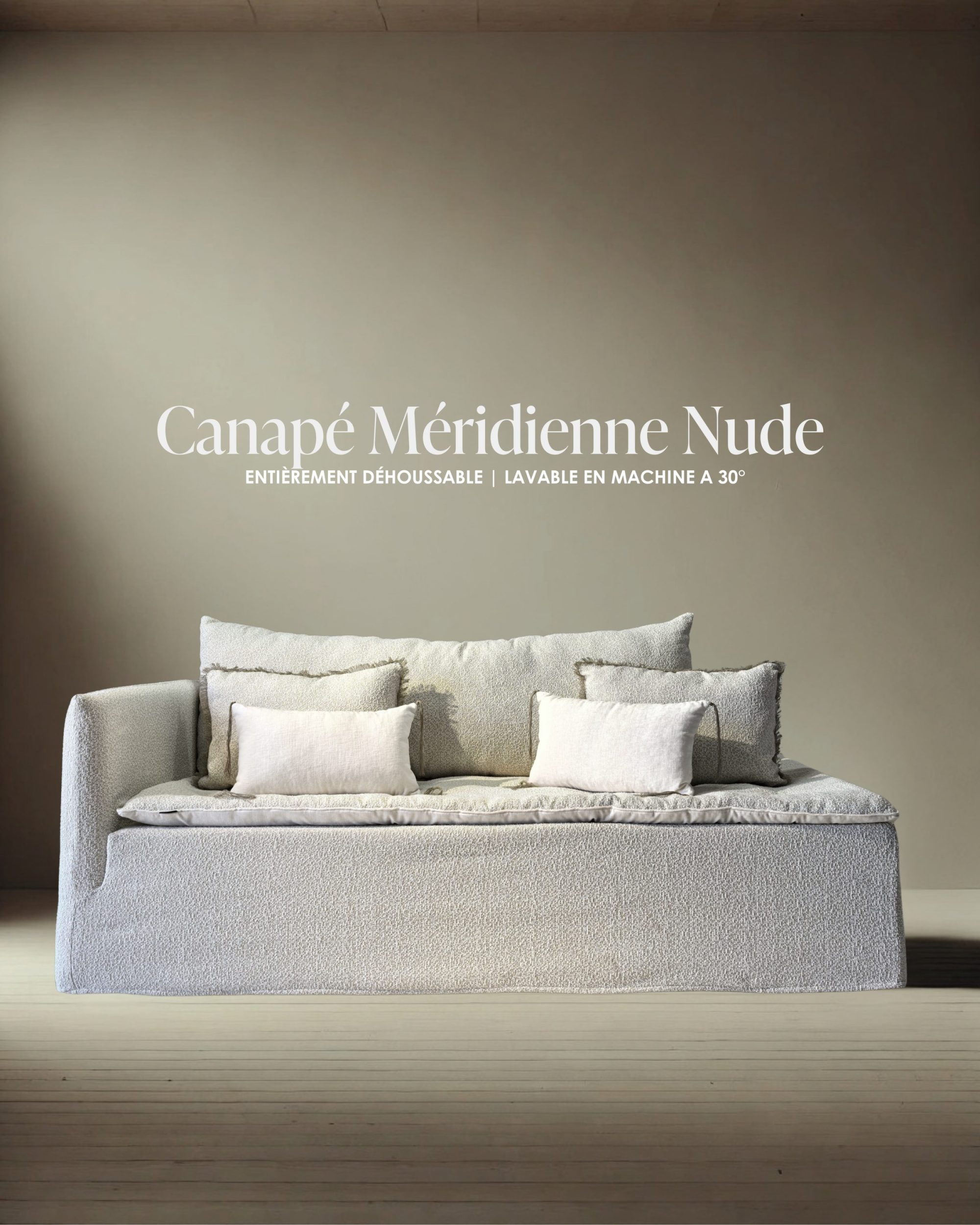 Canapé Méridienne Nude 200 cm en Tala & velours Tsar / Pièce de projet
