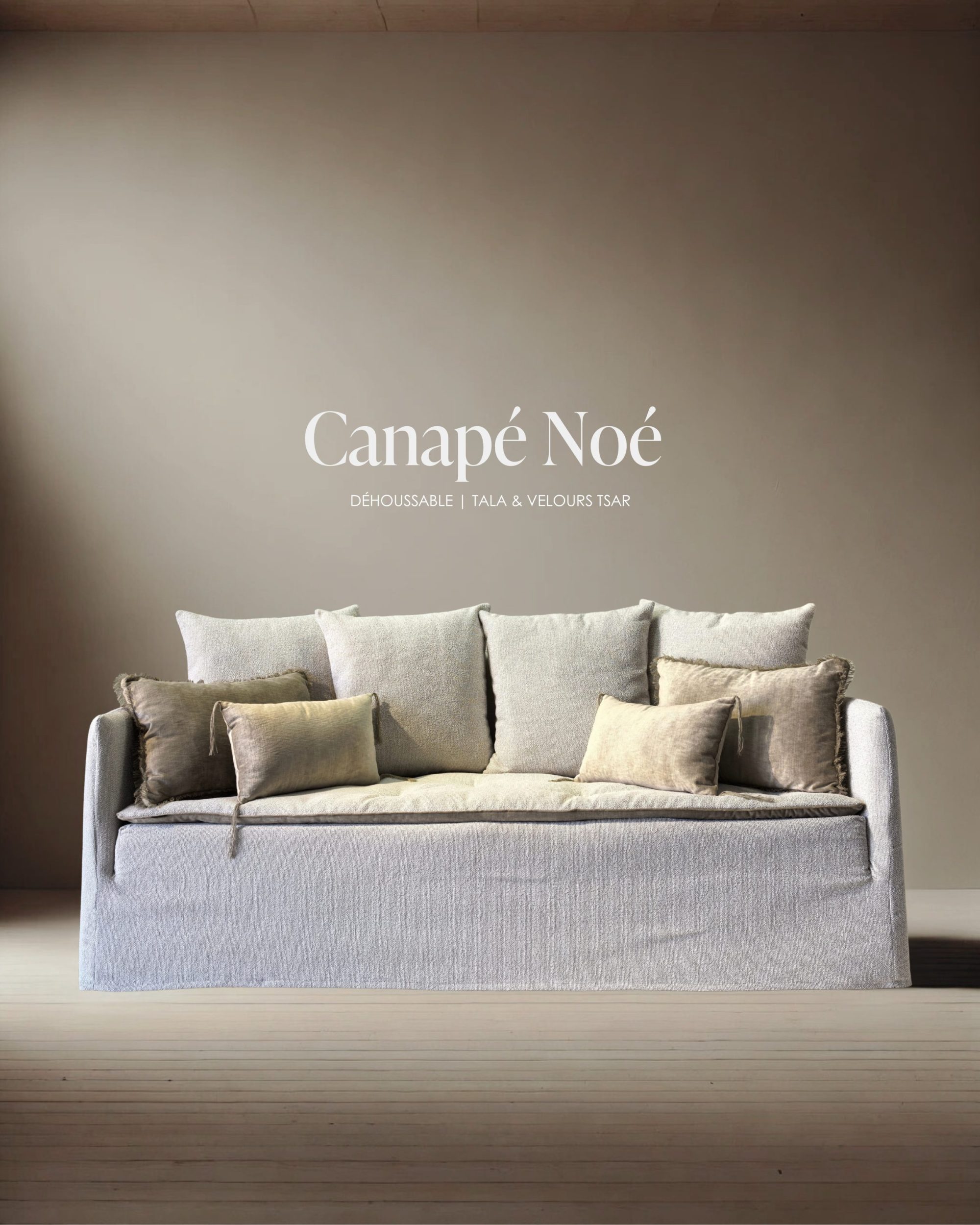 Canapé Noé 230 cm en Tala & velours Tsar / Pièce de Projet